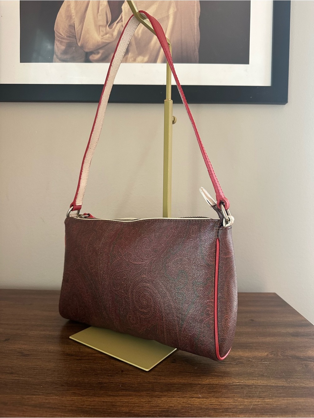 Etro Paisley Pouchette Red Strap Shoulder Bag
